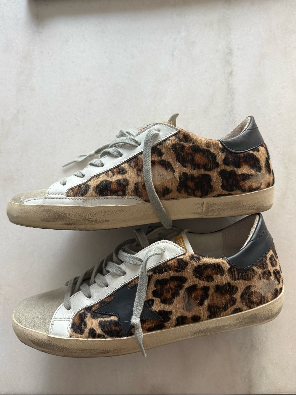 Golden Goose Calf Leather Leopard Super Star Sneaker - Picture 13 of 16